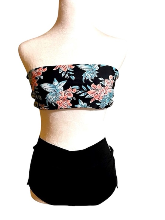 PINK Victoria's Secret Other - Zaful Floral Strapless Bikini Top & Black PINK High Waisted Bottoms